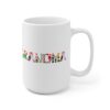 White 15 ounce mug with text ‘Grandma’ in colourful Christmas themed lettering